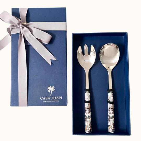 Batik Beige Salad Server Set