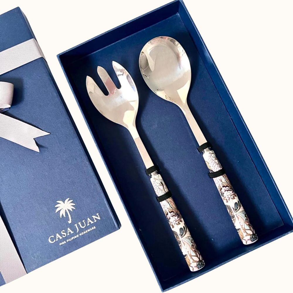 Batik Beige Salad Server Set
