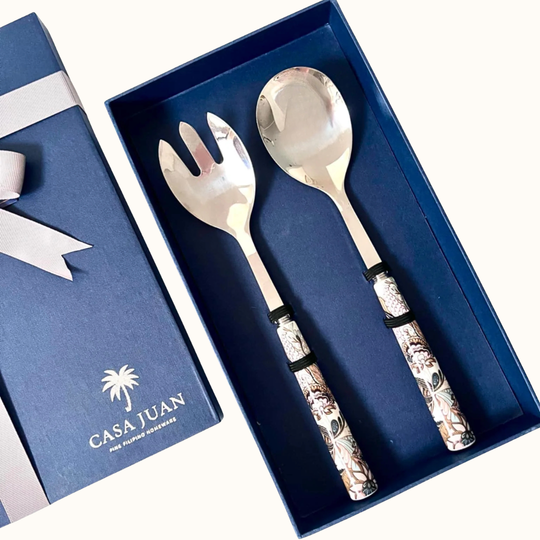 Batik Beige Salad Server Set