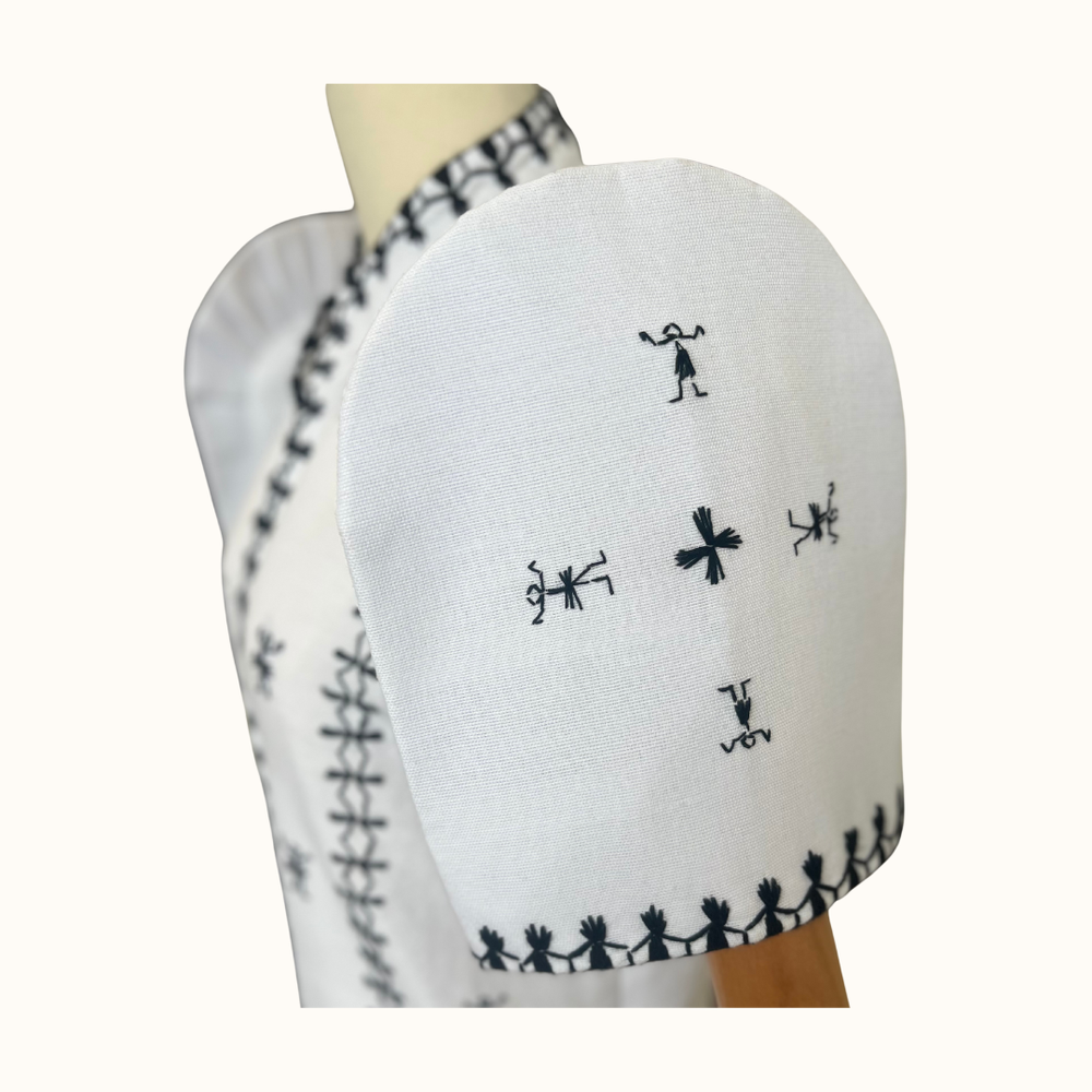 Kantarines Long Filipiniana with Itneg Embroidery