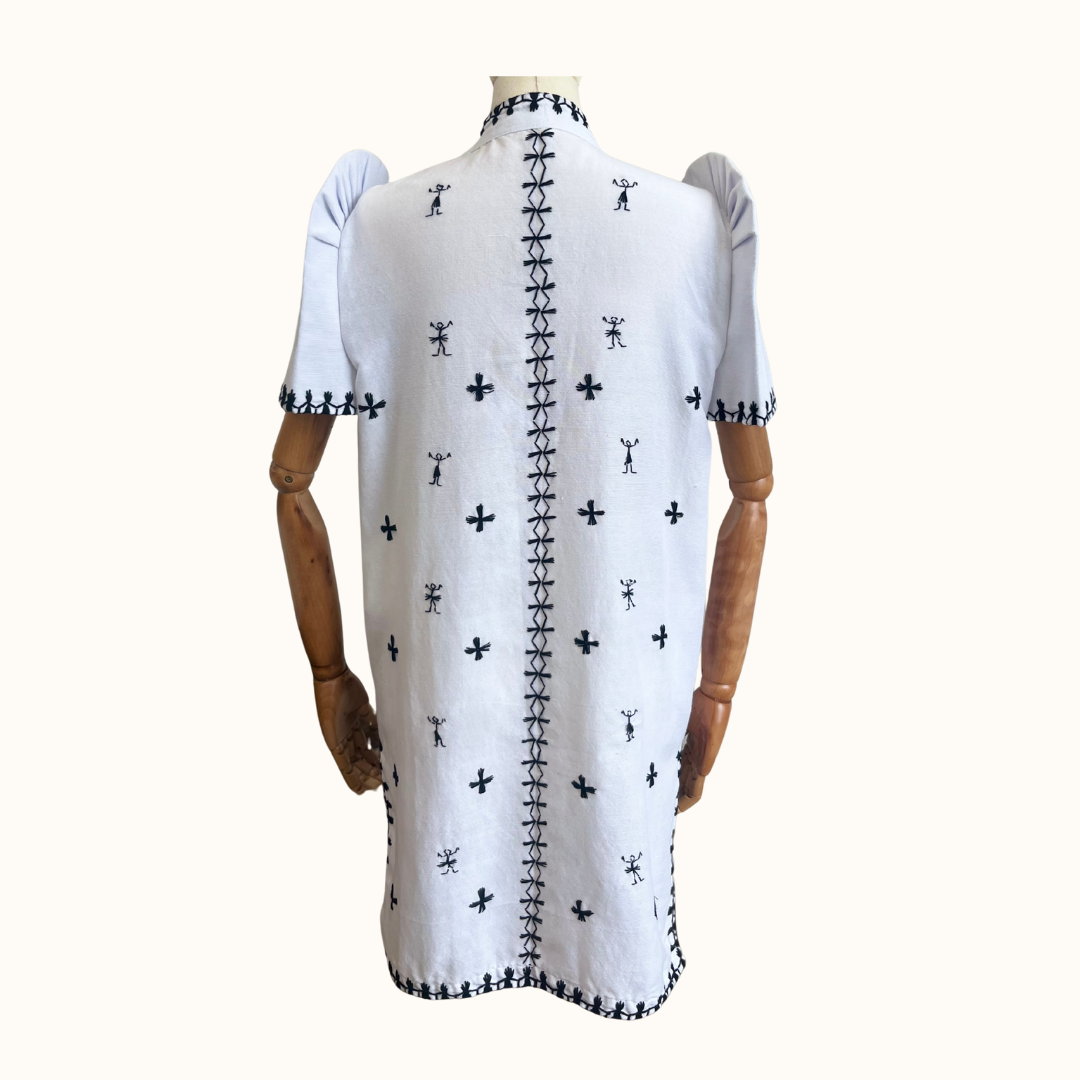 Kantarines Long Filipiniana with Itneg Embroidery