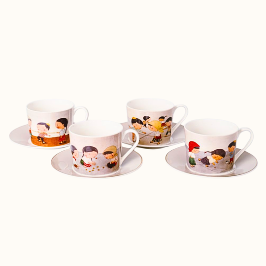 Larong Pinoy Cup & Saucer Set of 4