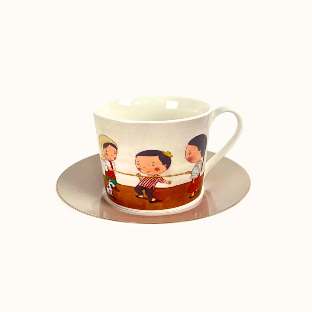 Larong Pinoy Cup & Saucer Set of 4