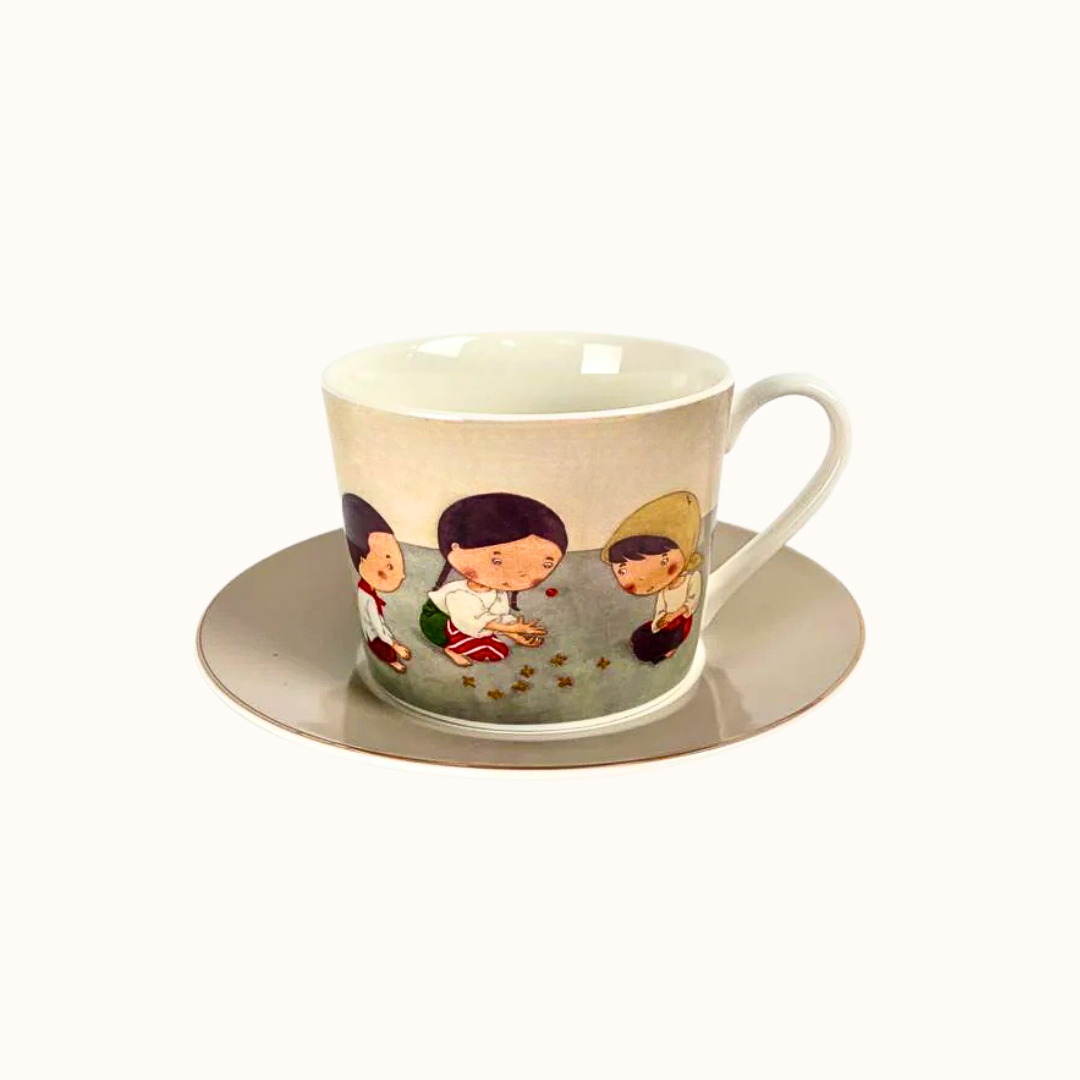 Larong Pinoy Cup & Saucer Set of 4