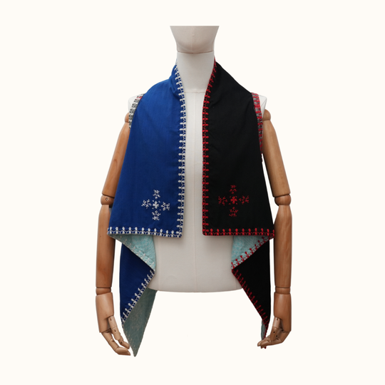 Reversible Binakol-Kantarines Poncho with Itneg Embroidery