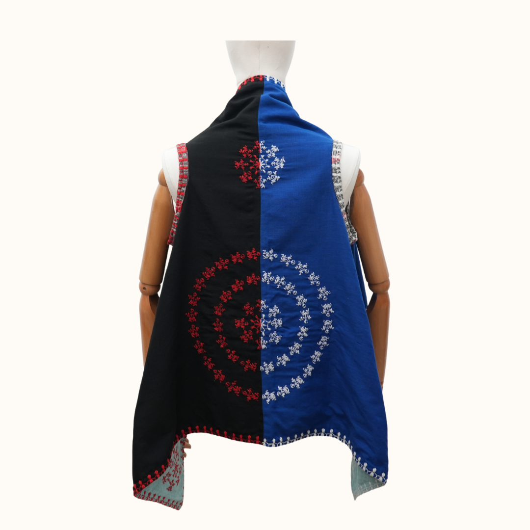 Reversible Binakol-Kantarines Poncho with Itneg Embroidery