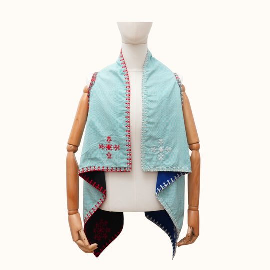 Reversible Binakol-Kantarines Poncho with Itneg Embroidery