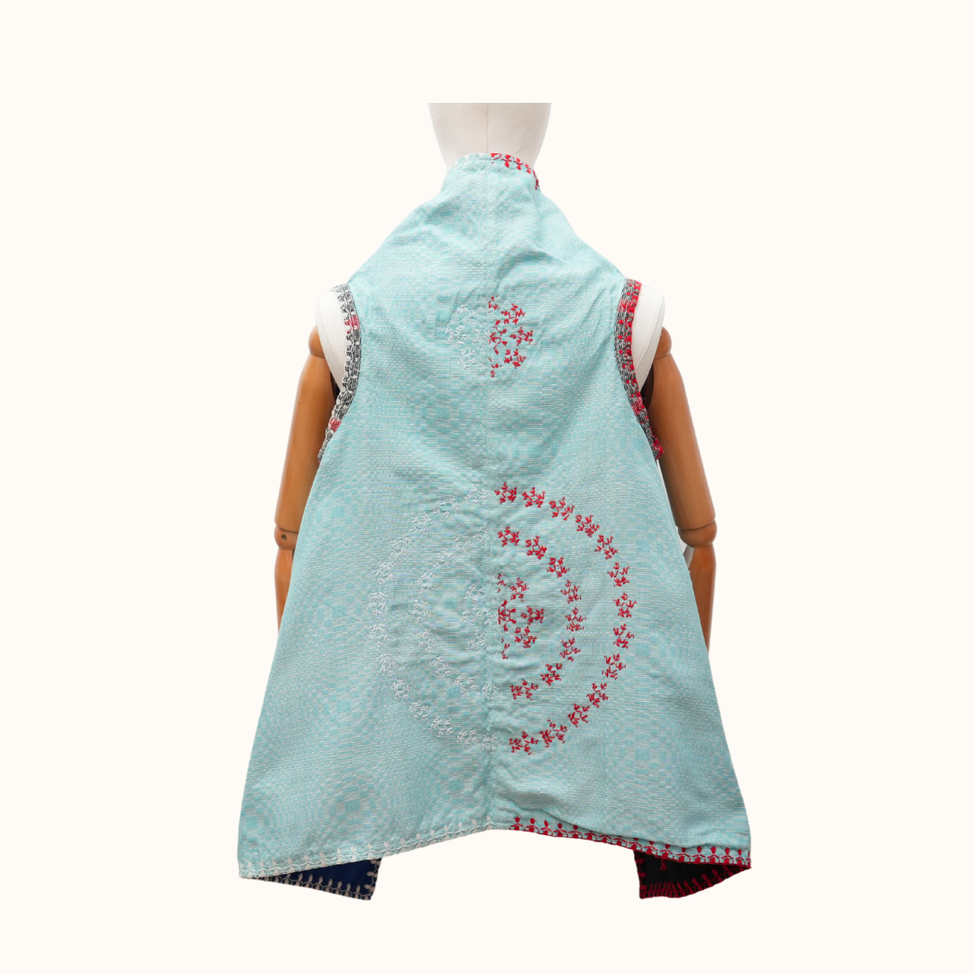 Reversible Binakol-Kantarines Poncho with Itneg Embroidery
