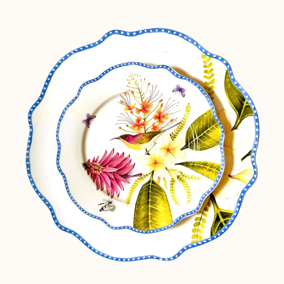 Philippine Handsome Sunbird Dinner & Salad Plate Set of 4