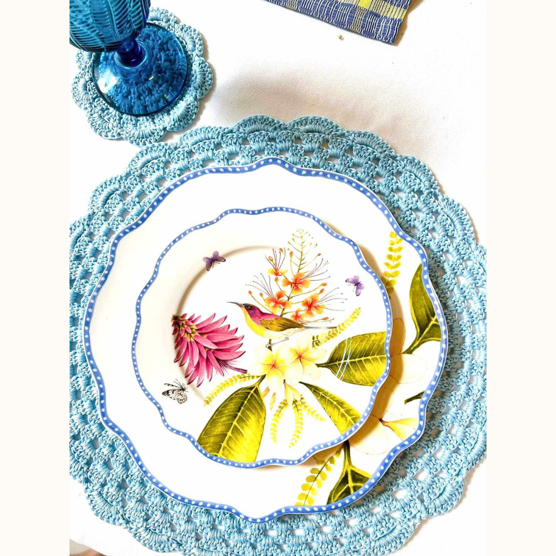 Philippine Handsome Sunbird Dinner & Salad Plate Set of 4