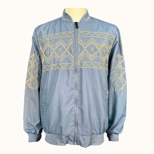 T'Boli Embroidered Jacket Blue Gray