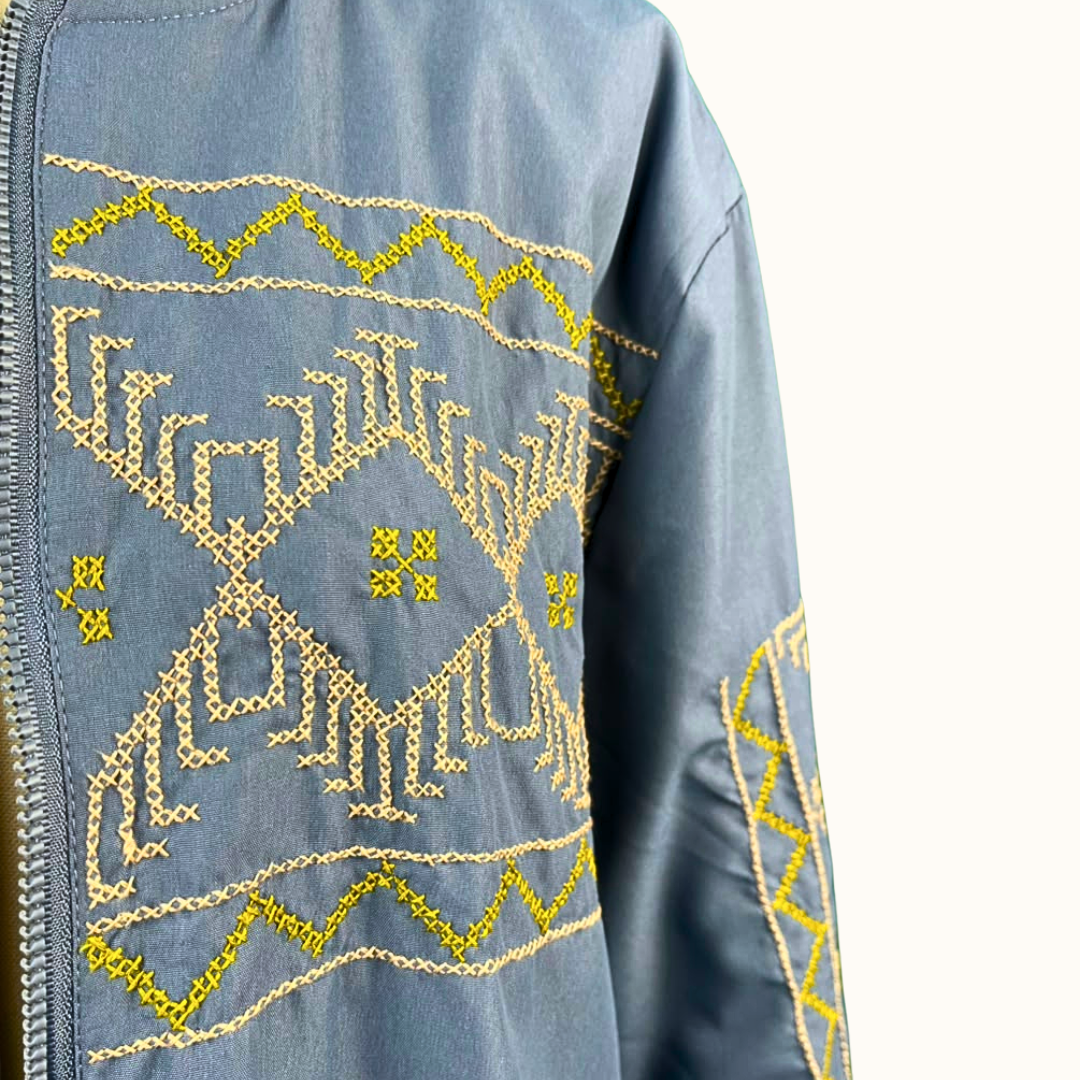 T'Boli Embroidered Jacket Blue Gray