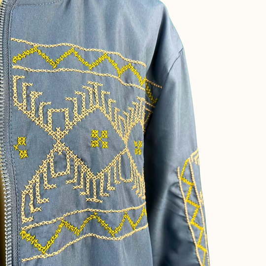 T'Boli Embroidered Jacket Blue Gray