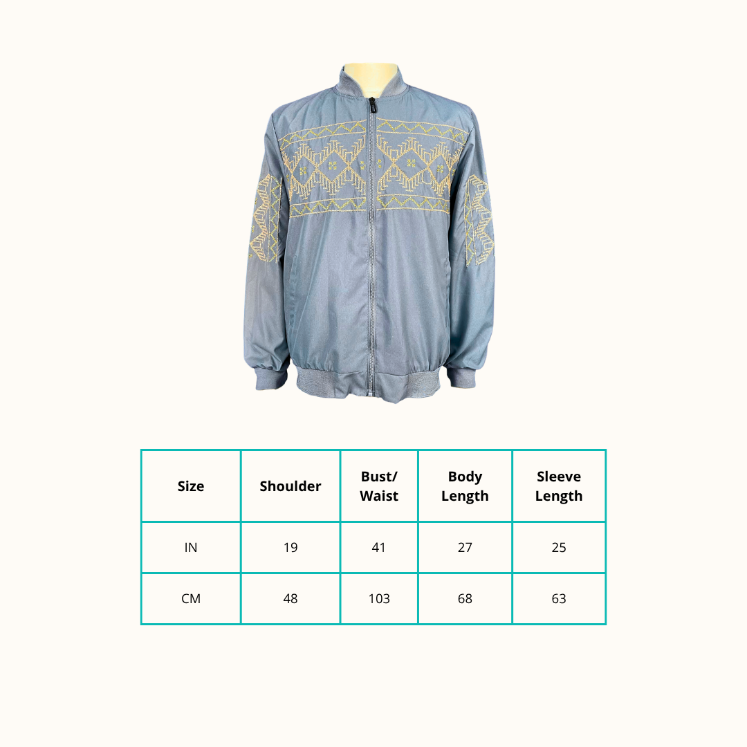 T'Boli Embroidered Jacket Blue Gray