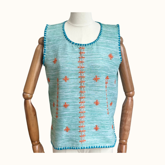 Tiniri Sleeveless Blouse with Itneg Embroidery