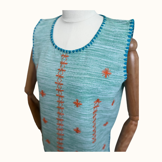 Tiniri Sleeveless Blouse with Itneg Embroidery