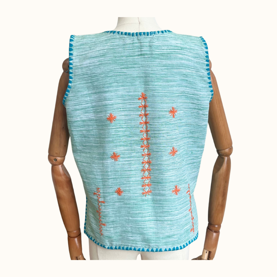 Tiniri Sleeveless Blouse with Itneg Embroidery