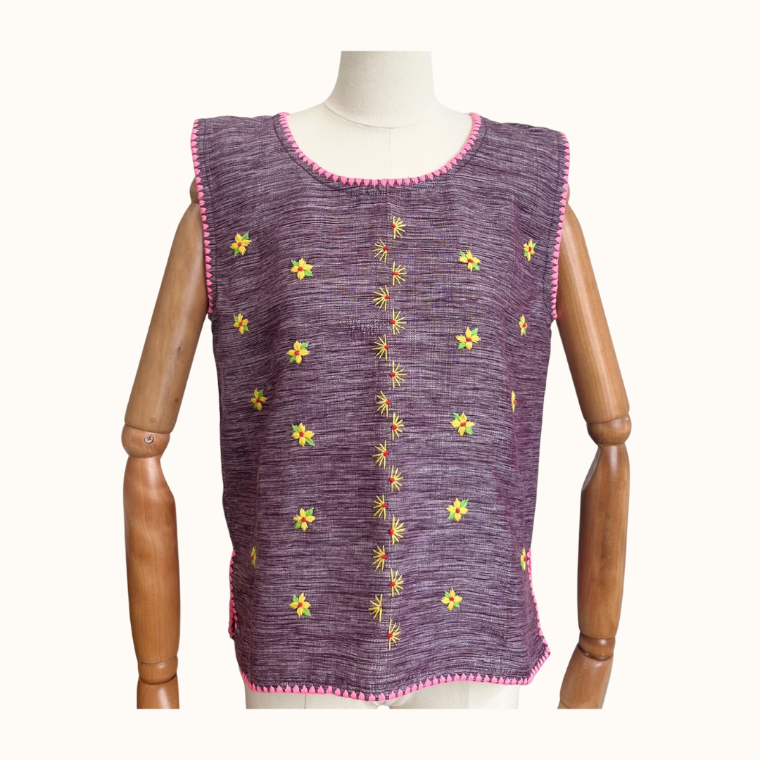 Tiniri Sleeveless Blouse with Itneg Embroidery