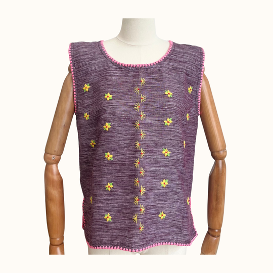 Tiniri Sleeveless Blouse with Itneg Embroidery